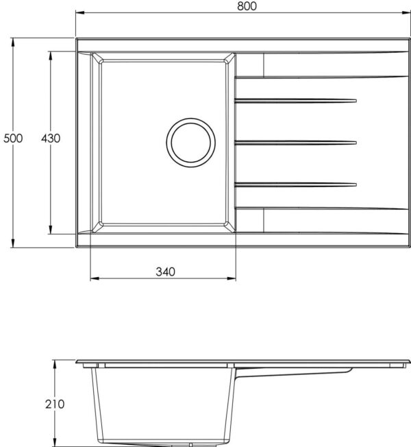 Respekta Einbauspüle Houston 80 x 50 W weiß Mineralite B/H/T: ca. 80x21x50 cm – Bild 3