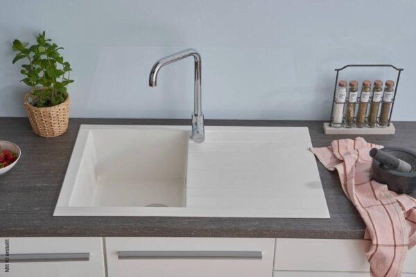 Respekta Einbauspüle Houston 80 x 50 W weiß Mineralite B/H/T: ca. 80x21x50 cm – Bild 4