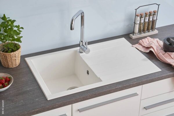 Respekta Einbauspüle Houston 80 x 50 W weiß Mineralite B/H/T: ca. 80x21x50 cm – Bild 5