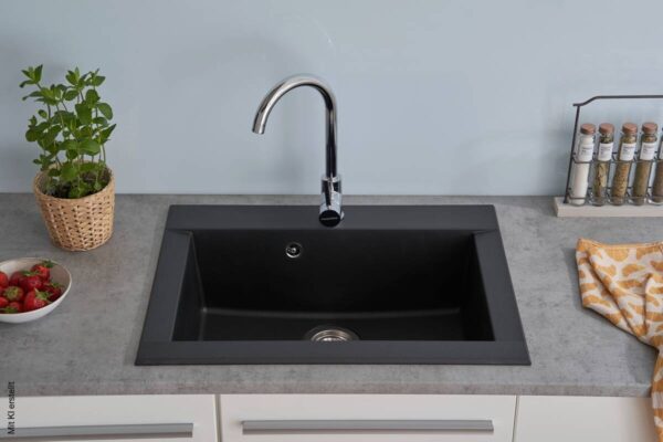Respekta Einbauspüle Ohio 66 x 50 S schwarz Mineralite B/H/T: ca. 66x21x50 cm Respekta Einbauspüle Ohio 66 x 50 S schwarz Mineralite B/H/T: ca. 66x21x50 cm – Bild 2