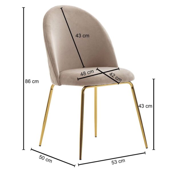 Stuhl beige gold Stoff Eisen B/H/T: ca. 53x86x50 cm Stuhl beige gold Stoff Eisen B/H/T: ca. 53x86x50 cm – Bild 2