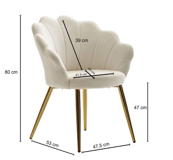 Stuhl weiß Stoff B/H/T: ca. 47,5x80x53 cm – Bild 4