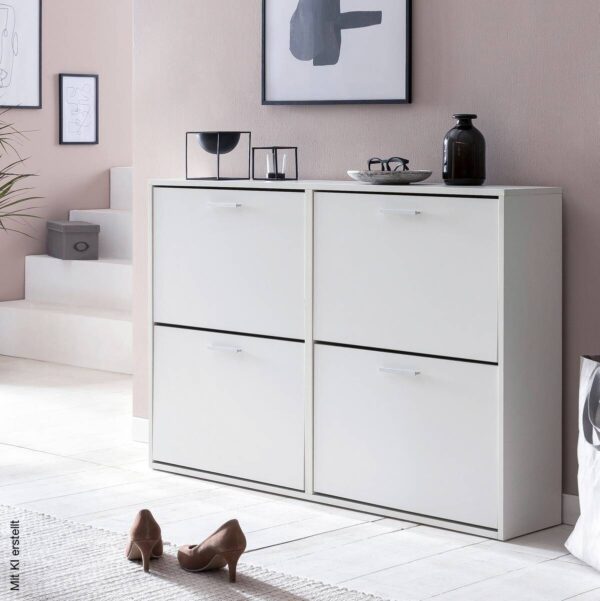 Schuhschrank weiß weiß B/H/T: ca. 120x81x24 cm – Bild 2
