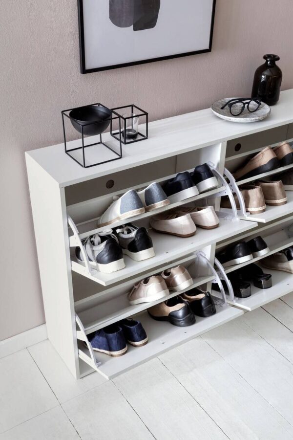 Schuhschrank weiß weiß B/H/T: ca. 120x81x24 cm – Bild 5