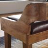 Wohnling Sitzbank dunkelbraun natur Leder Echtholz B/H/T: ca. 108x63x43 cm – Bild 2