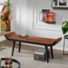 Wohnling Sitzbank braun schwarz Leder Echtholz B/H/T: ca. 125x51x38 cm – Bild 4