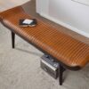Wohnling Sitzbank braun schwarz Leder Echtholz B/H/T: ca. 125x51x38 cm – Bild 5