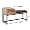 Wohnling Sitzbank natur schwarz schwarz Echtholz Leder Eisen B/H/T: ca. 100x60x35 cm – Bild 5