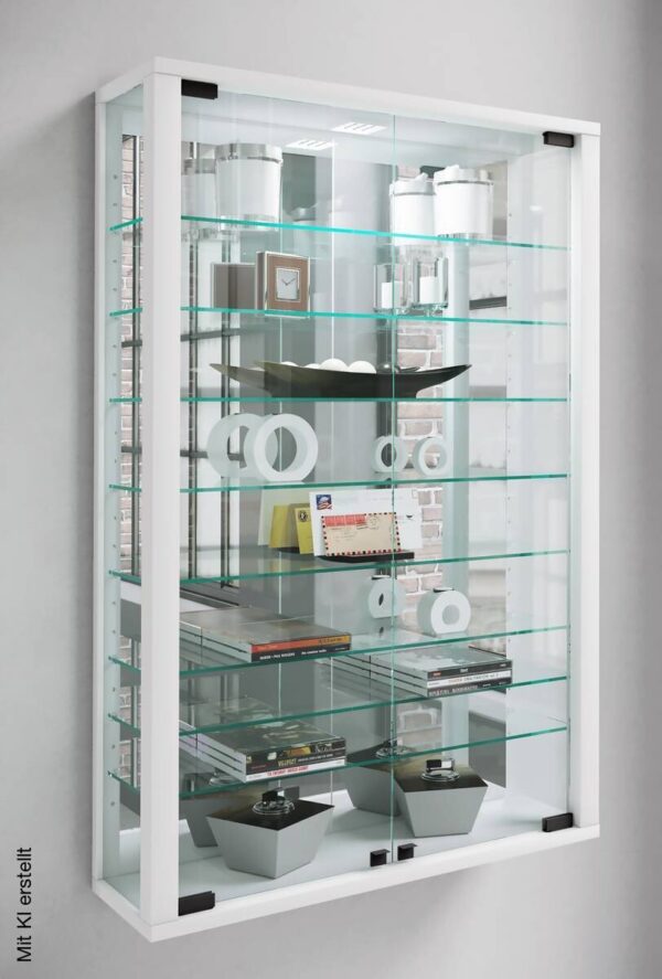 Vitrine Vitrosa weiß Holzwerkstoff Glas B/H/T: ca. 59x91x18 cm – Bild 2