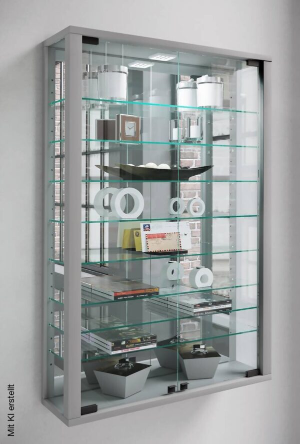 Vitrine Vitrosa silber Holzwerkstoff Glas B/H/T: ca. 59x91x18 cm – Bild 2