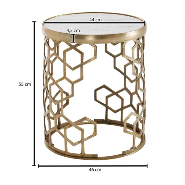 Beistelltisch gold Optik weiß Marmor Optik Aluminium Marmor B/H/T/D: ca. 46x46x55x44 cm – Bild 4