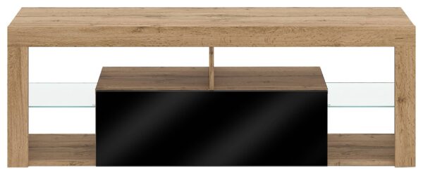 TV-Lowboard TV LOWBOARD Everest 140 Eiche Wotan Nachbildung schwarz glänzend B/H/T: ca. 140x50x35 cm – Bild 4