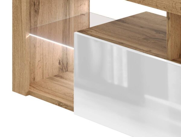 TV-Lowboard TV LOWBOARD Everest 140 LED Eiche Wotan Nachbildung weiß glänzend B/H/T: ca. 140x50x35 cm – Bild 3