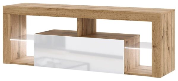TV-Lowboard TV LOWBOARD Everest 140 LED Eiche Wotan Nachbildung weiß glänzend B/H/T: ca. 140x50x35 cm – Bild 5