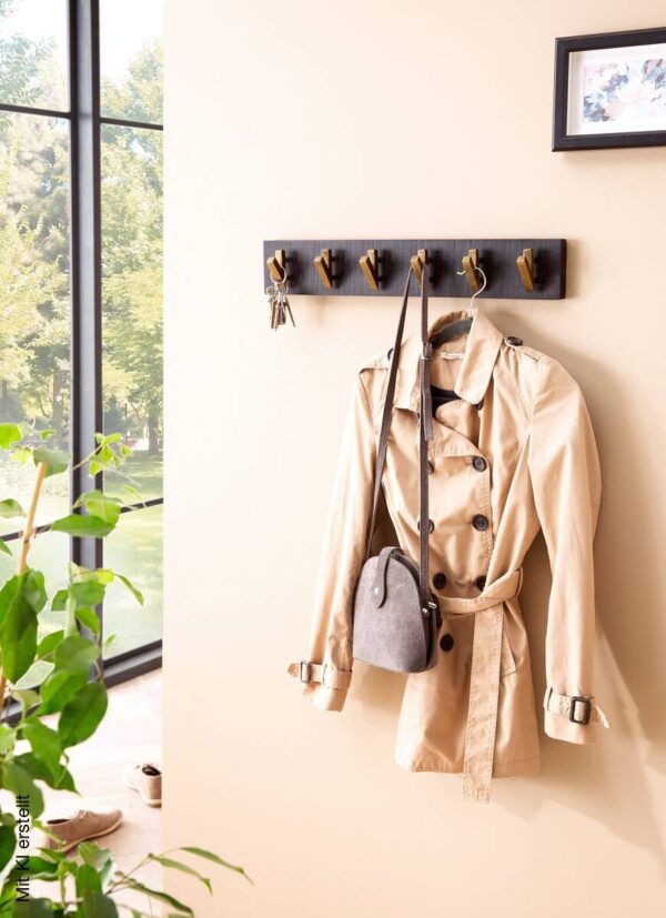 Wandgarderobe schwarz B/H/T: ca. 60x10x8 cm – Bild 5