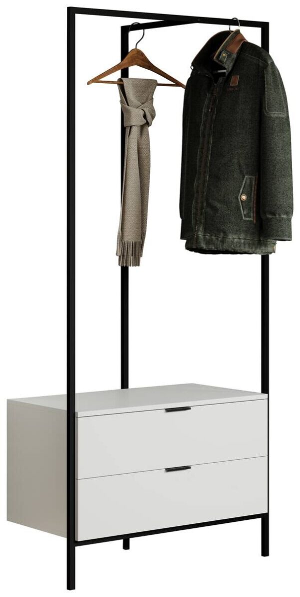 Garderobe Jody weiß matt schwarz B/H/T: ca. 85x190x47 cm – Bild 2