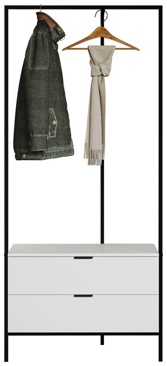 Garderobe Jody weiß matt schwarz B/H/T: ca. 85x190x47 cm – Bild 3