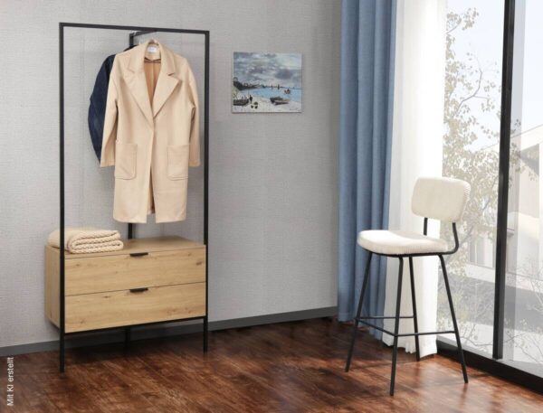 Garderobe Jody Eiche Artisan Nachbildung schwarz B/H/T: ca. 85x190x47 cm – Bild 4
