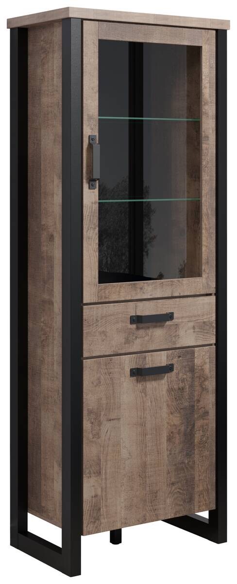 Standvitrine Emile Eiche Tabak Nachbildung B/H/T: ca. 70x195x45 cm – Bild 4