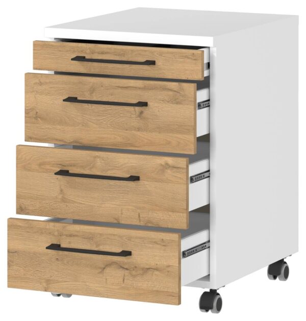 Rollcontainer 4251-559 Eiche Grand-Son Nachbildung weiß B/H/T: ca. 42x61x49 cm Rollcontainer 4251-559 Eiche Grand-Son Nachbildung weiß B/H/T: ca. 42x61x49 cm – Bild 3