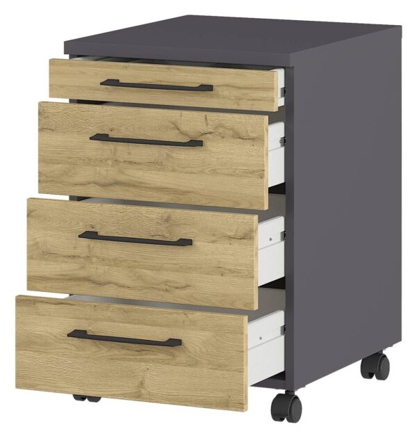 Rollcontainer 4251-564 Eiche Grand-Son Nachbildung Graphit B/H/T: ca. 42x61x49 cm Rollcontainer 4251-564 Eiche Grand-Son Nachbildung Graphit B/H/T: ca. 42x61x49 cm – Bild 3