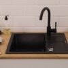 Respekta Einbauspüle Nashville schwarz Granit B/H/T: ca. 58x19,5x50 cm – Bild 3