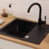 Respekta Einbauspüle Nashville schwarz Granit B/H/T: ca. 58x19,5x50 cm – Bild 4