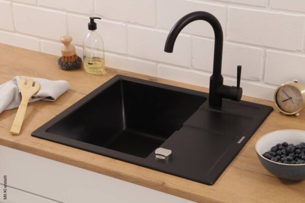Respekta Einbauspüle Nashville schwarz Granit B/H/T: ca. 58x19,5x50 cm – Bild 4