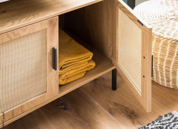Waschbeckenunterschrank Eiche natur Optik B/H/T: ca. 60x60x40 cm – Bild 5