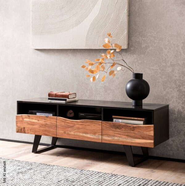 Lowboard schwarz lackiert B/H/T: ca. 140x50x40 cm – Bild 5