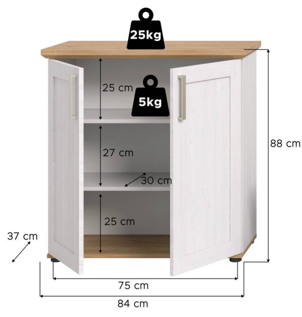 Highboard VERONA Lärche Nachbildung Eiche Nachbildung B/H/T: ca. 84x88x37 cm – Bild 4
