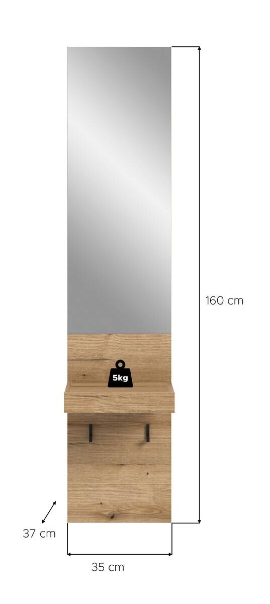 Spiegelpaneel Naro Evoke Oak Nachbildung B/H/T: ca. 35x160x37 cm Spiegelpaneel Naro Evoke Oak Nachbildung B/H/T: ca. 35x160x37 cm – Bild 5