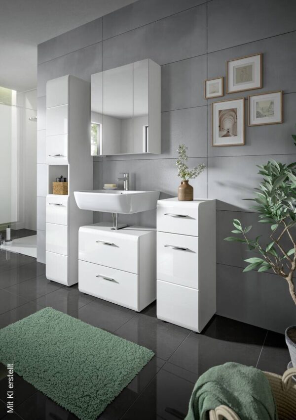 Hochschrank Ice weiß weiß Hochglanz B/H/T: ca. 30x185x30 cm – Bild 5