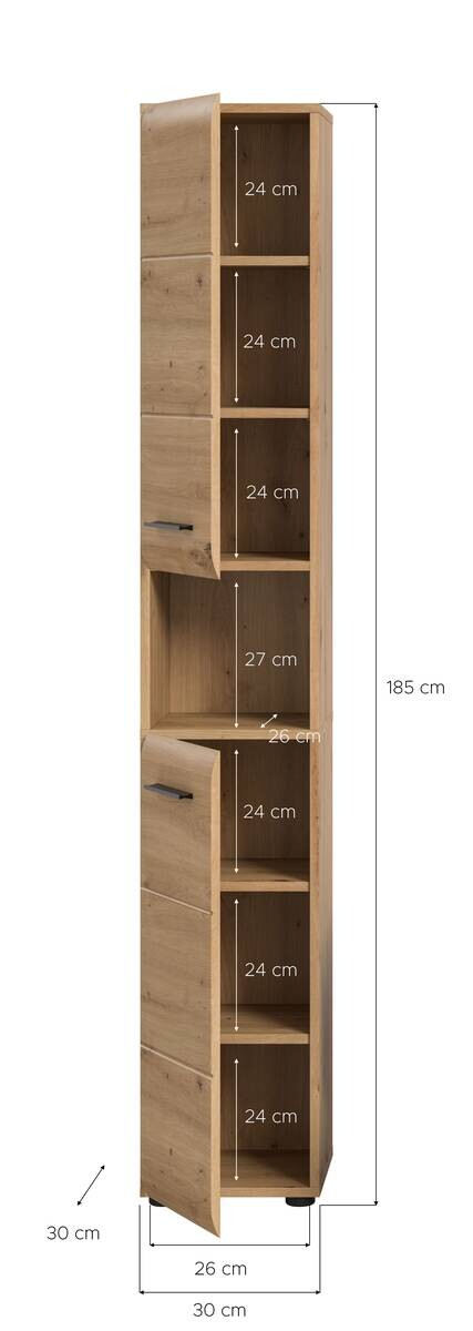 Hochschrank Ice Artisan Oak Nachbildung B/H/T: ca. 30x185x30 cm – Bild 3