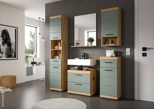 Badspiegel Scout Eiche Artisan Nachbildung salbei Nachbildung B/H/T: ca. 60x79x18 cm – Bild 4