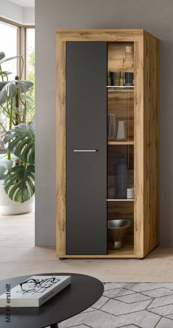 Vitrine Jam Eiche Wotan Nachbildung grau B/H/T: ca. 60x159x35 cm Vitrine Jam Eiche Wotan Nachbildung grau B/H/T: ca. 60x159x35 cm – Bild 5