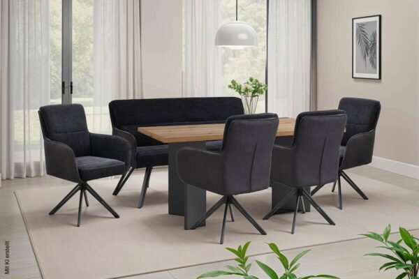Stuhl TINO, 2er-Set schwarz Metall Microfaser B/H/T: ca. 62x94x70 cm – Bild 5