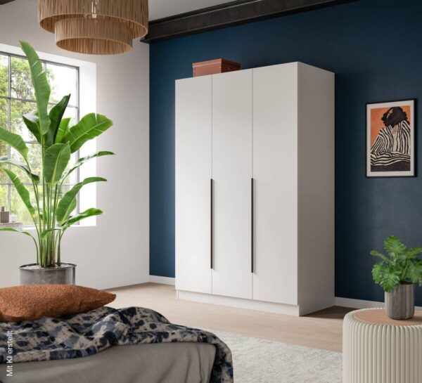 Kleiderschrank KOPENHAGEN weiß B/H/T: ca. 120x181x52 cm – Bild 2