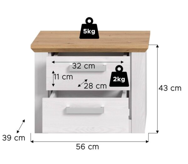 Nachtkonsole VERONA Sibiu Lärche Nachbildung Eiche Artisan Nachbildung B/H/T: ca. 56x43x39 cm Nachtkonsole VERONA Sibiu Lärche Nachbildung Eiche Artisan Nachbildung B/H/T: ca. 56x43x39 cm – Bild 3