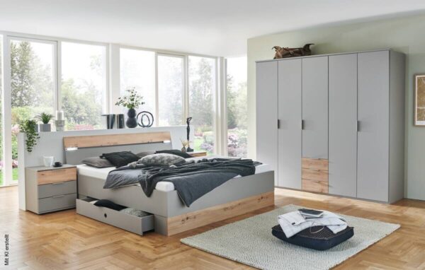 Bettanlage Paderborn Sahara grau B/H/T: ca. 284x96x210 cm Liegefläche B/L: ca. 180x200 cm – Bild 4