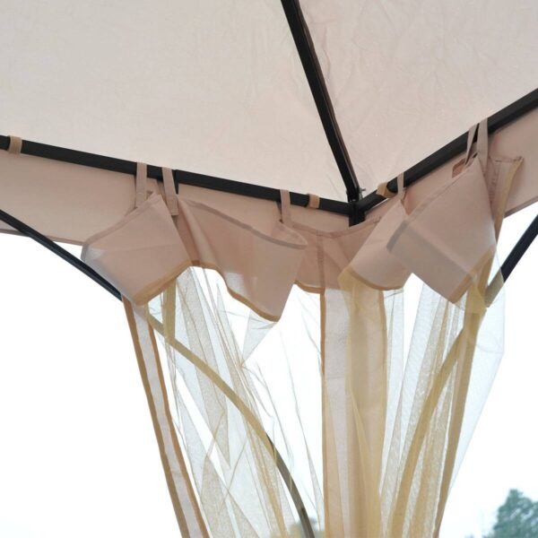 Outsunny Gartenpavillon beige Metall B/H/L: ca. 300x275x300 cm – Bild 2