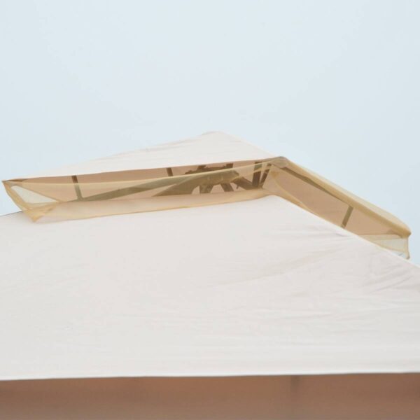 Outsunny Gartenpavillon beige Metall B/H/L: ca. 300x275x300 cm – Bild 5