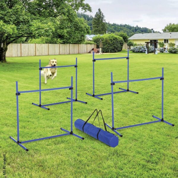 PawHut Agility Hürdenset blau Kunststoff B/H/L: ca. 65x95x95 cm – Bild 4