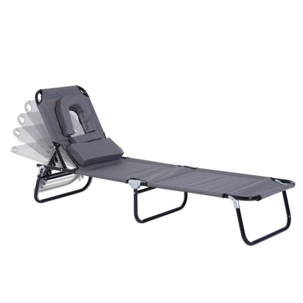 Outsunny Gartenliege grau Metall B/H/L: ca. 56x28x190 cm Outsunny Gartenliege grau Metall B/H/L: ca. 56x28x190 cm – Bild 2