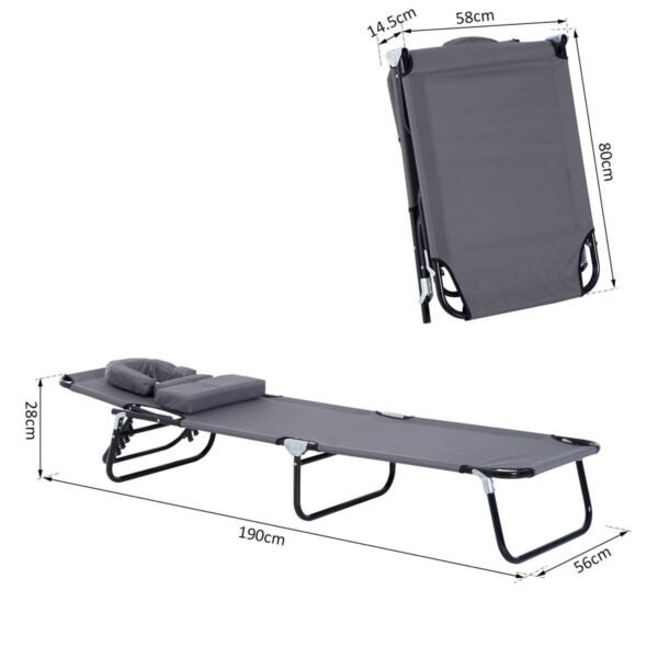 Outsunny Gartenliege grau Metall B/H/L: ca. 56x28x190 cm Outsunny Gartenliege grau Metall B/H/L: ca. 56x28x190 cm – Bild 3