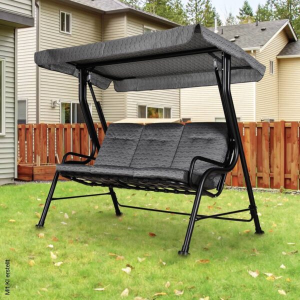 Outsunny Hollywoodschaukel schwarz Stahl B/H/T: ca. 200x170x120 cm Outsunny Hollywoodschaukel schwarz Stahl B/H/T: ca. 200x170x120 cm – Bild 5
