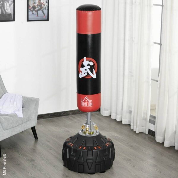 HOMCOM Standboxsack schwarz Kunstleder H/D: ca. 180x60 cm – Bild 2