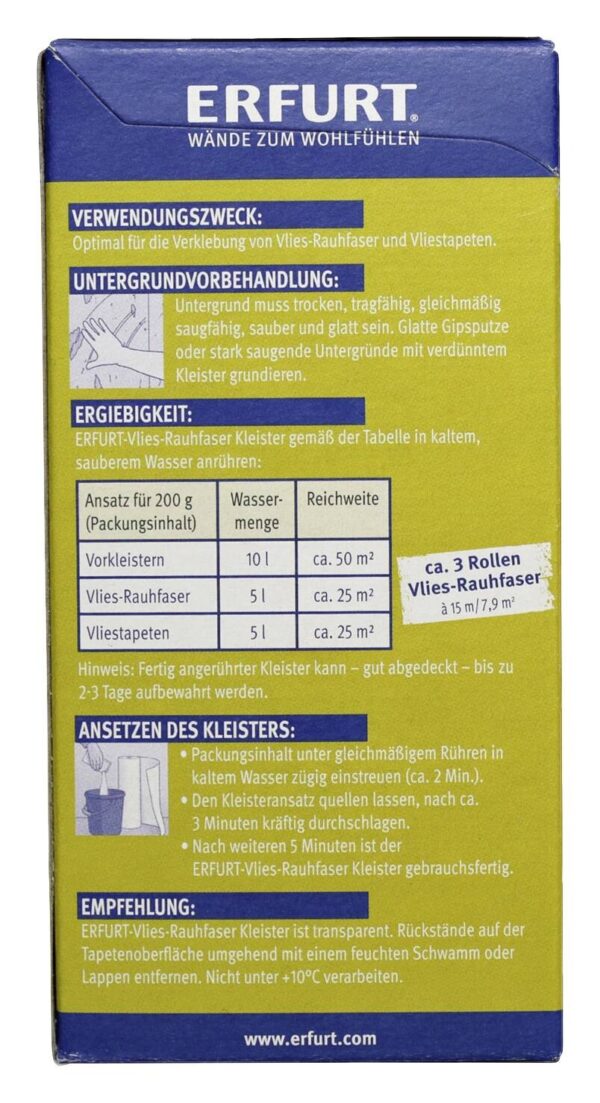 Erfurt Tapetenkleister Vlies-Rauhfaser ca. 0,2 kg – Bild 4