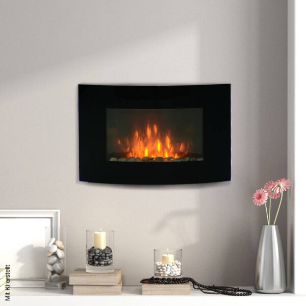 HOMCOM Elektrischer-Kamin MH820-052 schwarz Metall Glas B/H/T: ca. 88,5x56x13,5 cm ca. 2000 W – Bild 2