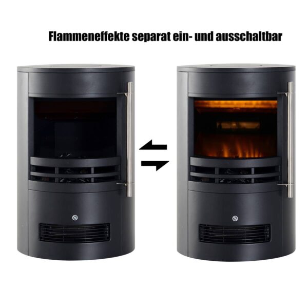 HOMCOM Elektrischer-Kamin 820-087 schwarz Eisen Kunststoff Glas B/H/T: ca. 41x64,5x41 cm ca. 1800 W – Bild 3